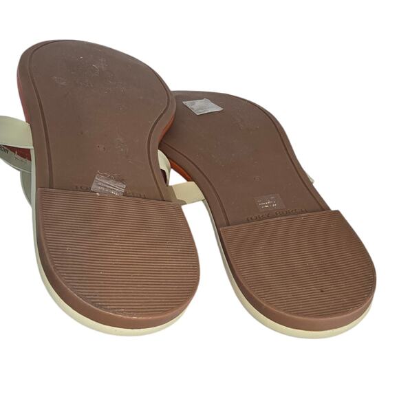 Tory Burch Miller Soft Sandal Bicolor Flat Thong In Spring Spice / Pinefrost 9 - Picture 4 of 9